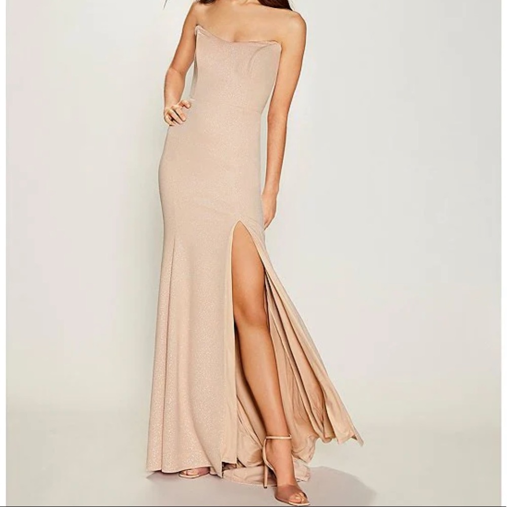 Glitter Side Slit Formal Prom Dress - Picture 4 of 7